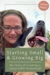 Woman smiling with her happy dog outdoors, symbolizing the joys of sustainable homesteading.