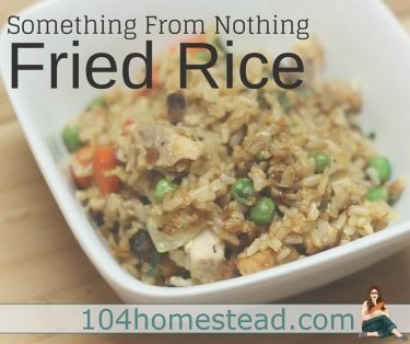 This is a one skillet dish, so clean up is easy. Since this fried rice recipe makes use of a lot of leftovers, your refrigerator will have more room as well.