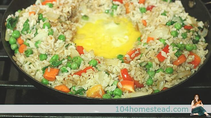 This is a one skillet dish, so clean up is easy. Since this fried rice recipe makes use of a lot of leftovers, your refrigerator will have more room as well.