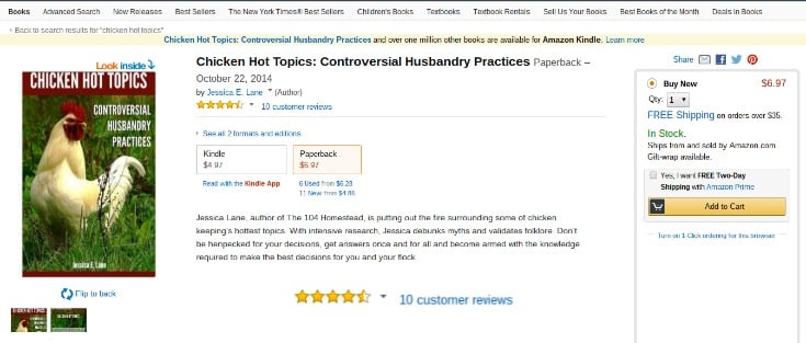 You can even find Chicken Hot Topics on Amazon in both print and Kindle edition.