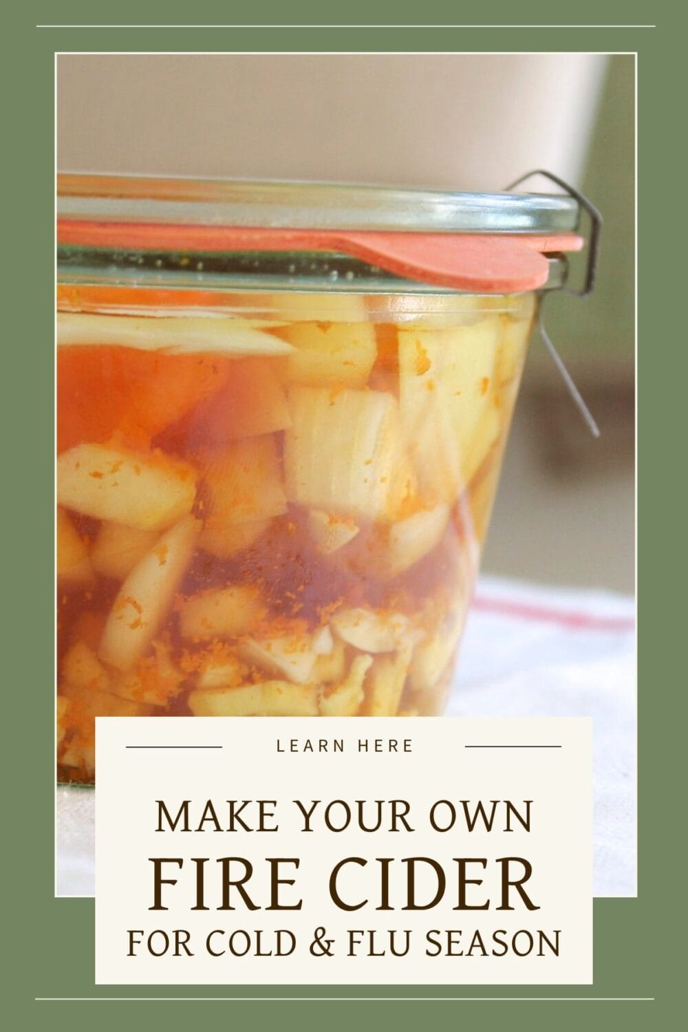 A Pinterest-friendly graphic for my homemade fire cider recipe.