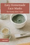 A green clay face mask in a white bowl with natural ingredients around it, ideal for DIY skincare.