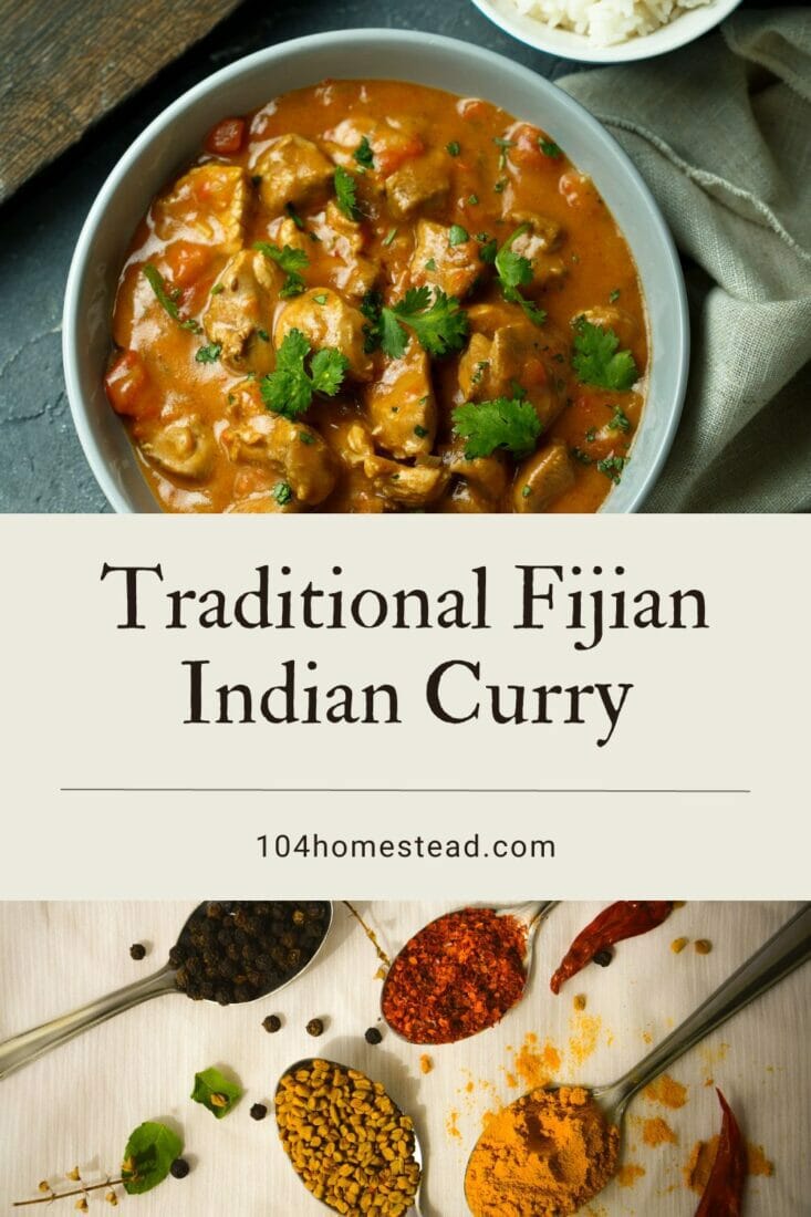 A pinterest-friendly graphic for homemade masala and chicken curry from scratch.