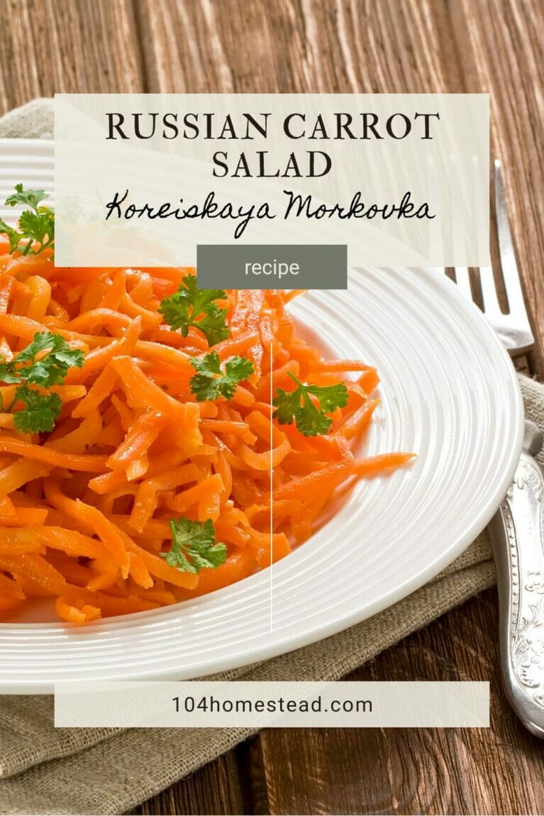 A pinterest-friendly graphic promoting carrot salad recipe.