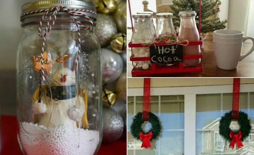A collage of budget Christmas Decorating ideas.