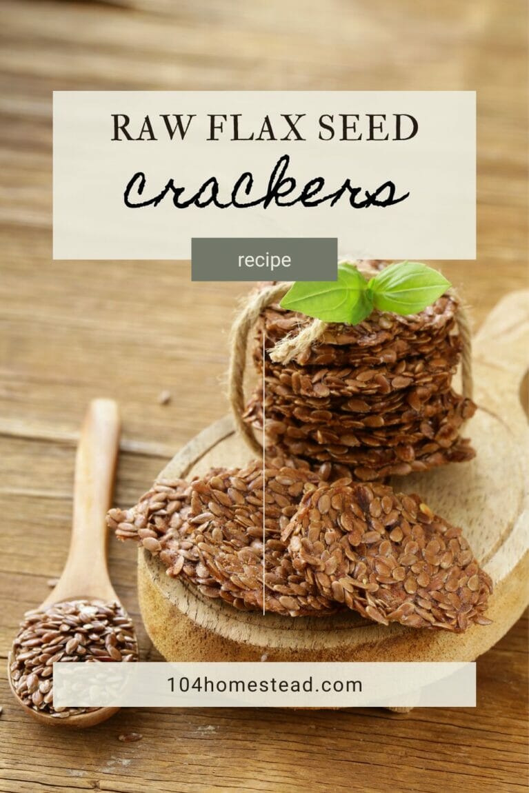 A pinterest-friendly graphic for my raw flax seed crackers recipe.