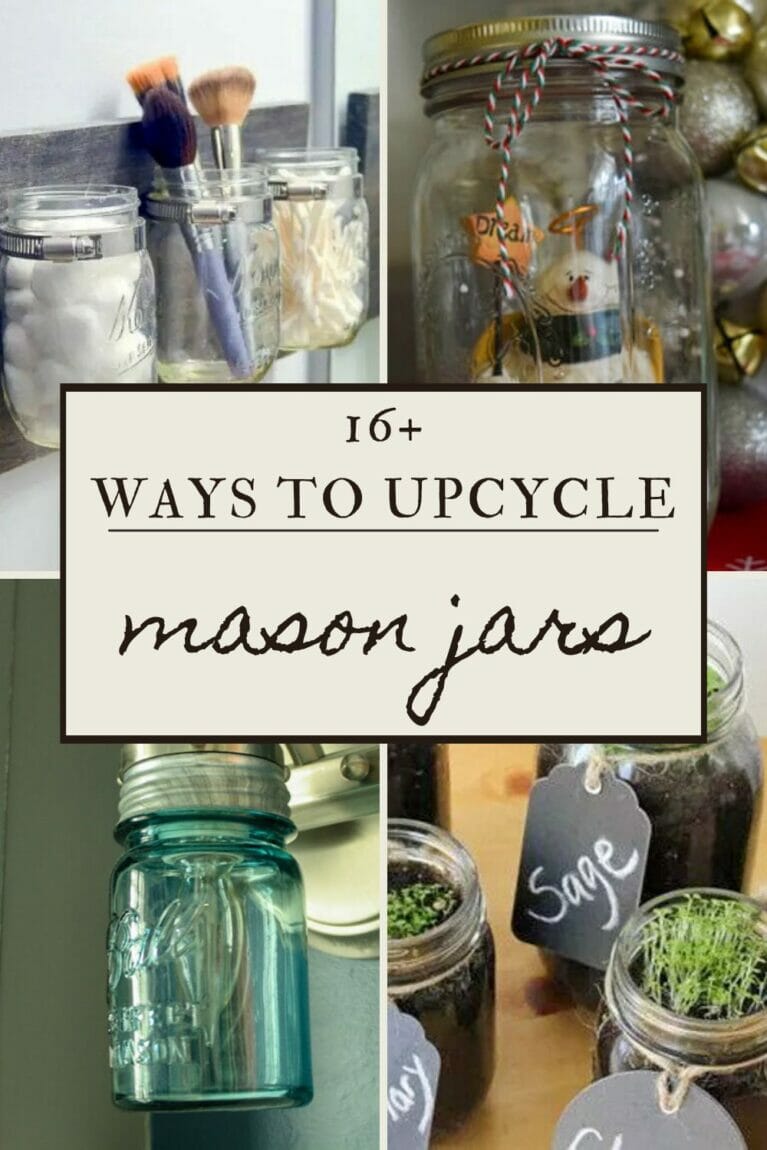 A pinterest-friendly graphic promoting ways you can upcycle mason jars.