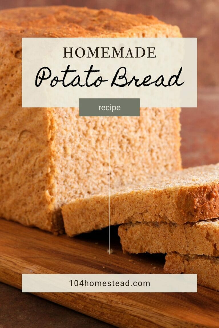 A pinterest-friendly graphic for my potato bread recipe.