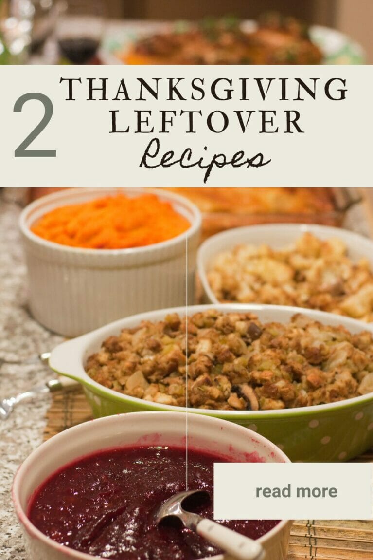 A pinterest-friendly graphic promoting slow cooker recipes that use Thanksgiving leftovers.