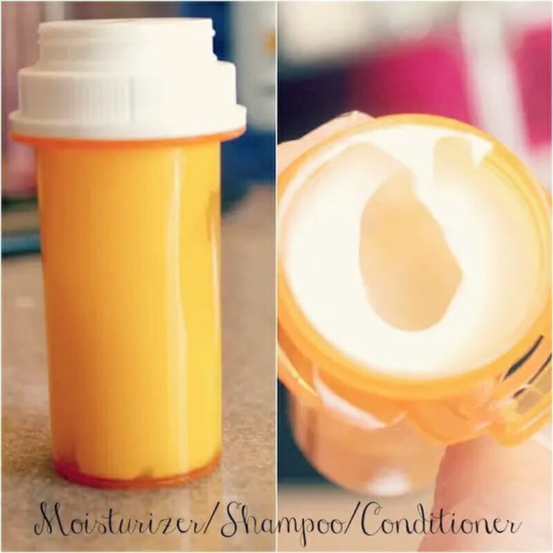 A pill bottle filled with lotion.