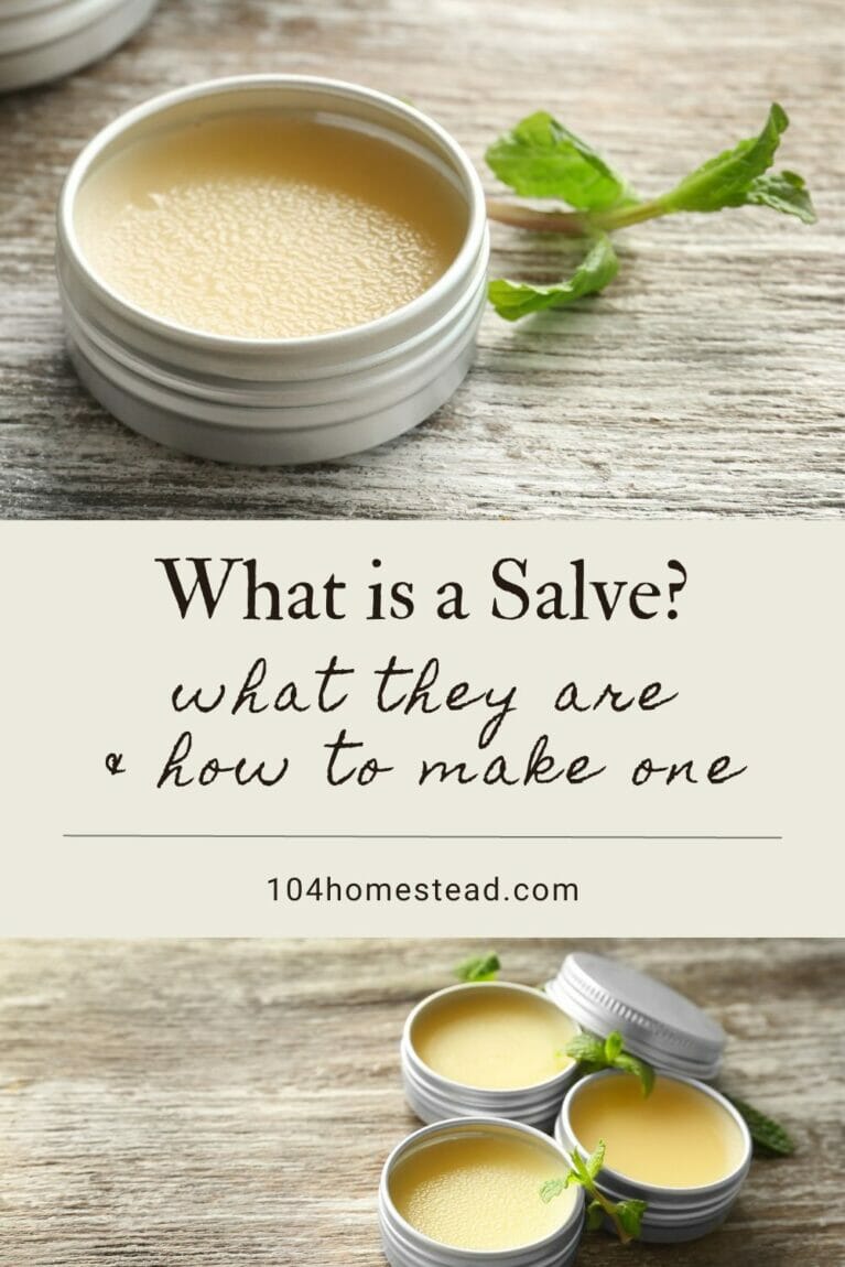 A pinterest-friendly graphic about salve uses and my all-purpose salve recipe.
