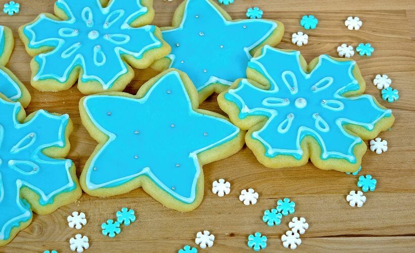 Simple Sugar Cookies with Rainbow Icing