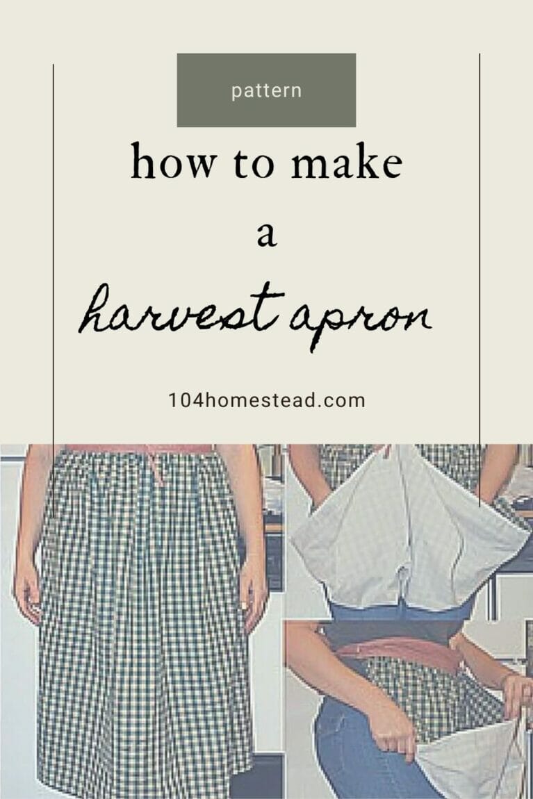 A pinterest-friendly graphic for my homemade harvest apron/gathering apron pattern.