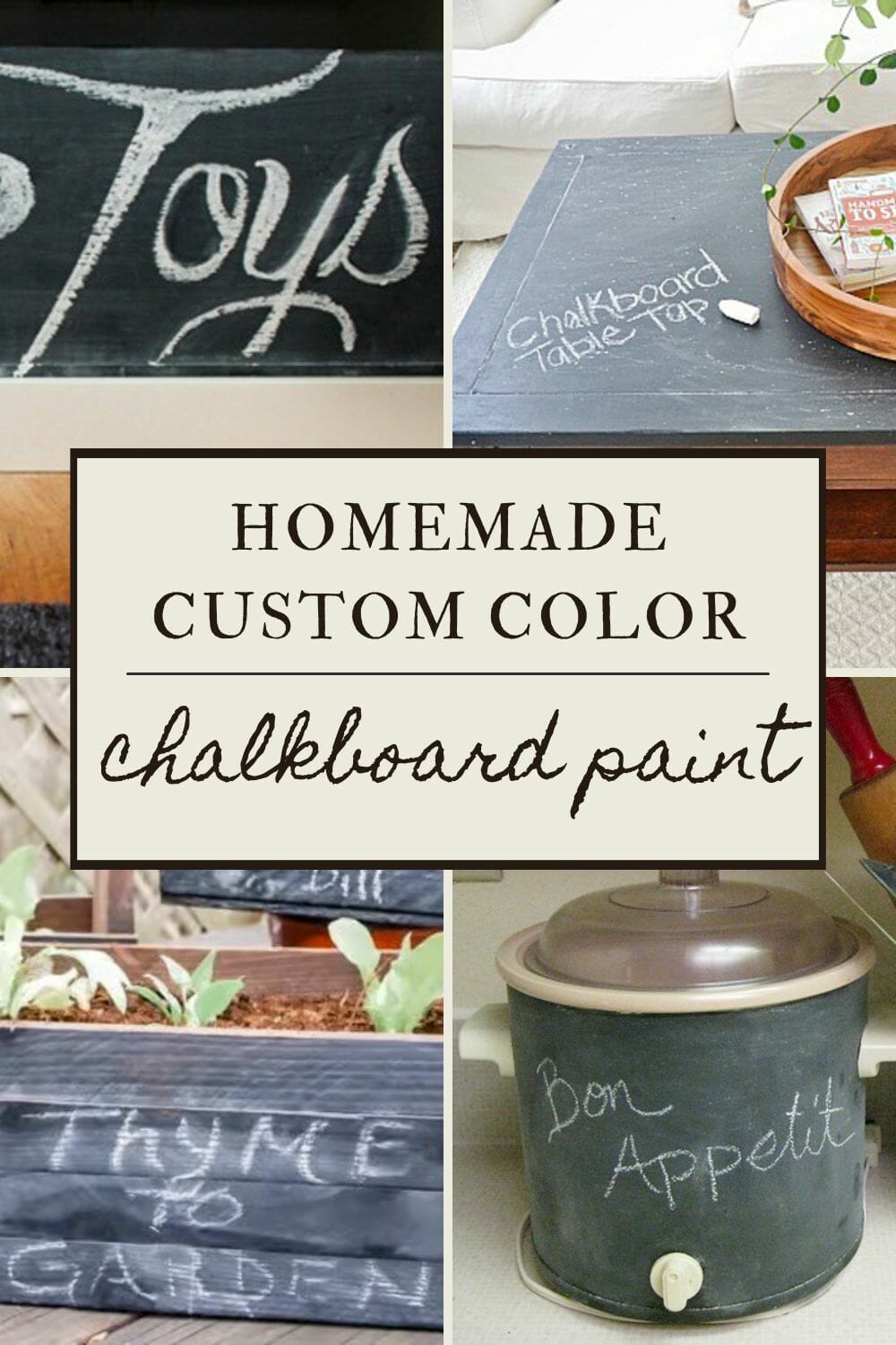 A pinterest-friendly graphic for my homemade chalkboard paint tutorial.