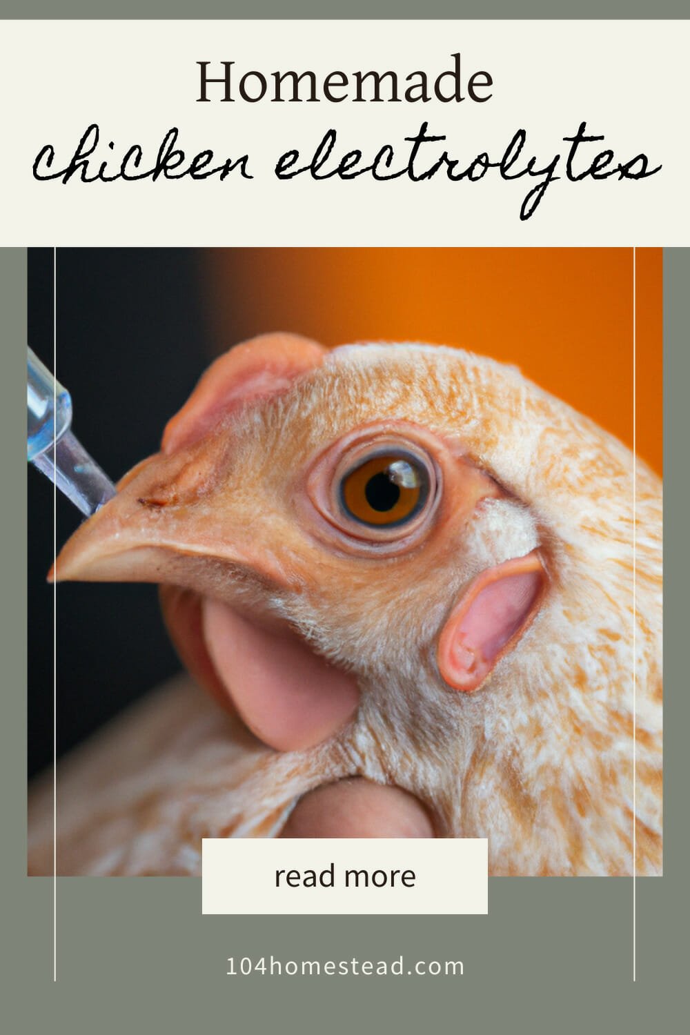 A pinterest-friendly graphic for my homemade electrolyte recipe for chickens.