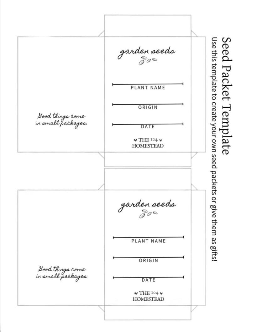 Free printable seed packet for saving seeds.