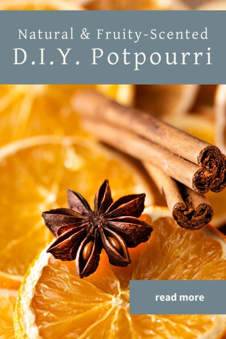 A pinterest-friendly graphic for my tutorial on making your own homemade potpourri.