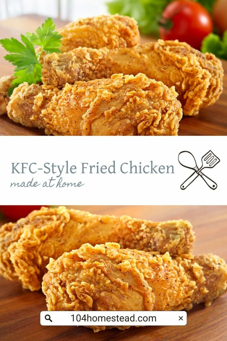 A pinterest-friendly graphic for my fried chicken recipe that rivals Kentucky Fried Chicken