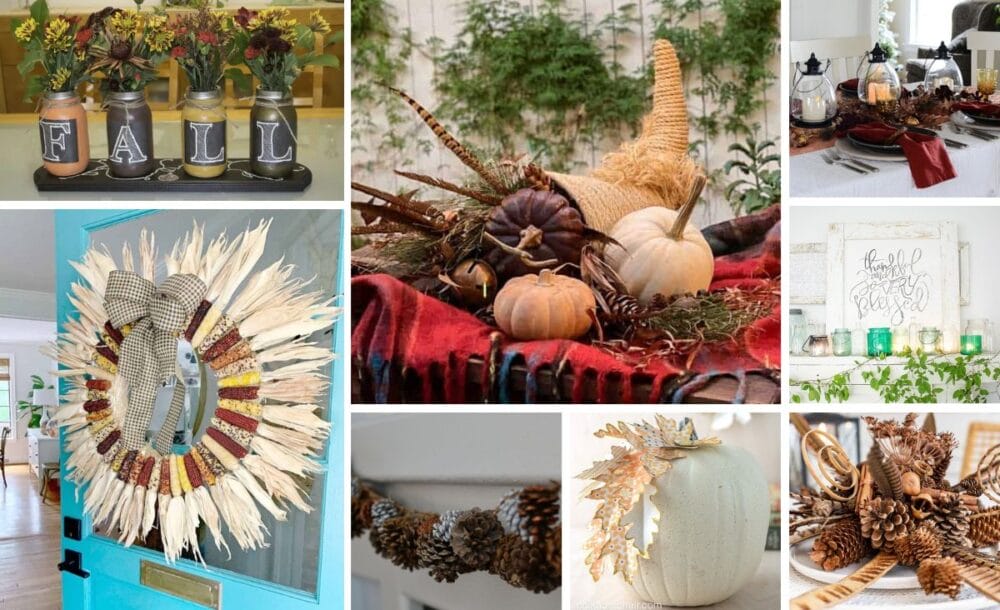 A collage of Thanksgiving decor ideas.