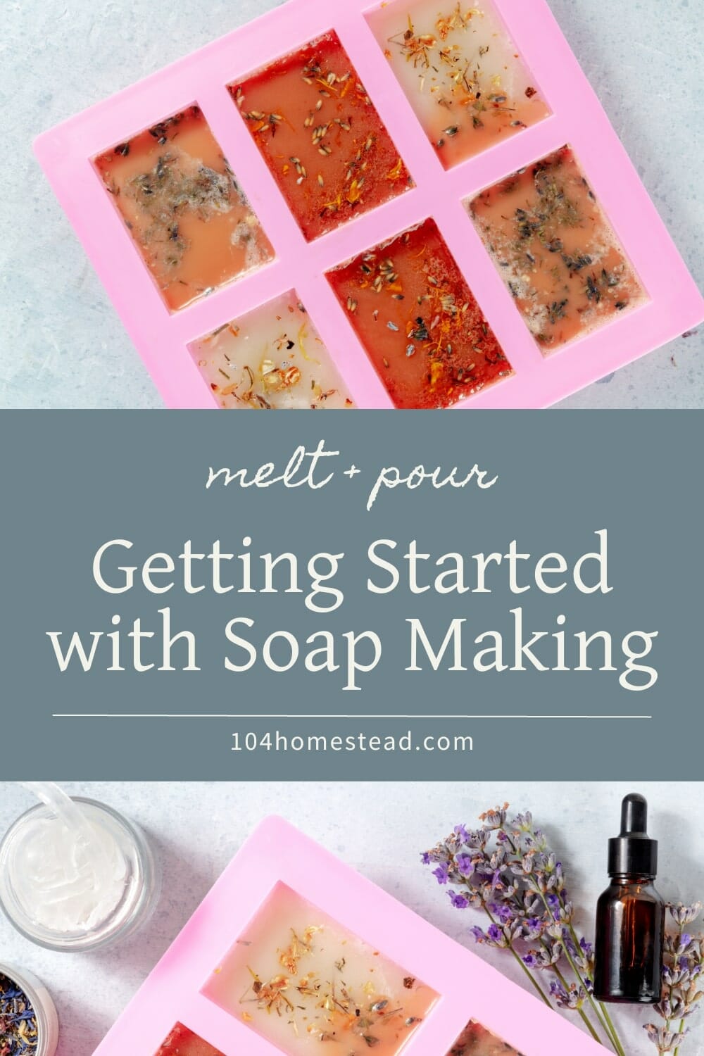 A pinterest-friendly graphic for my melt and pour soap tutorial and recipe.
