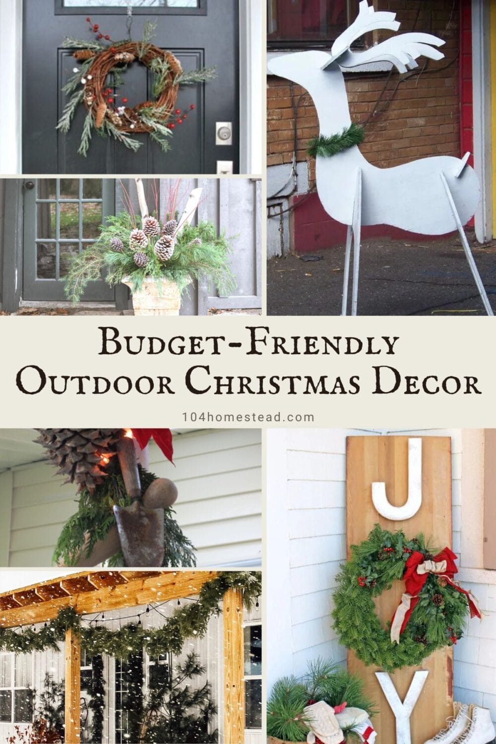 A Pintersest-friendly graphic for my outdoor homestead holiday decor roundup.