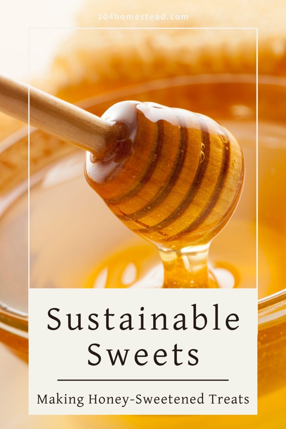 A Pinterest-friendly graphic for my post of sustainable honey-sweetened treat recipes.
