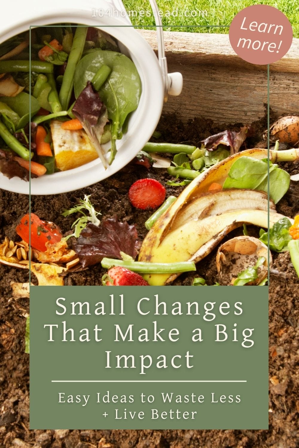 Compost scraps being poured into a garden bed, highlighting practical zero-waste tips for homesteaders.