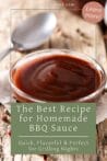 Close-up of a smooth, glossy homemade BBQ sauce in a glass dish, perfect for brushing on grilled meats and summer cookouts.
